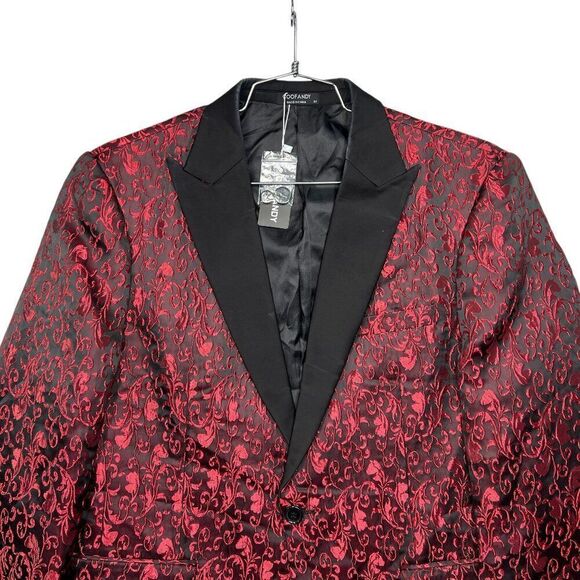 Coofandy Men's Size Medium Black & Red Tuxedo Jacket‎ - Picture 3 of 11